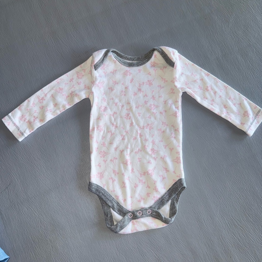 Burt's Bees Pink and Gray‎ Baby Bodysuit